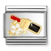 Nomination Composable Classic Link 030272/96 Red Lipstick in 18K Gold & Enamel